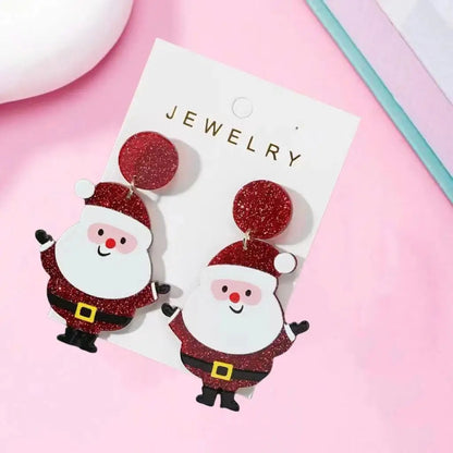Bling Bling Chunky Christmas Santa Claus Design Dangle Earrings