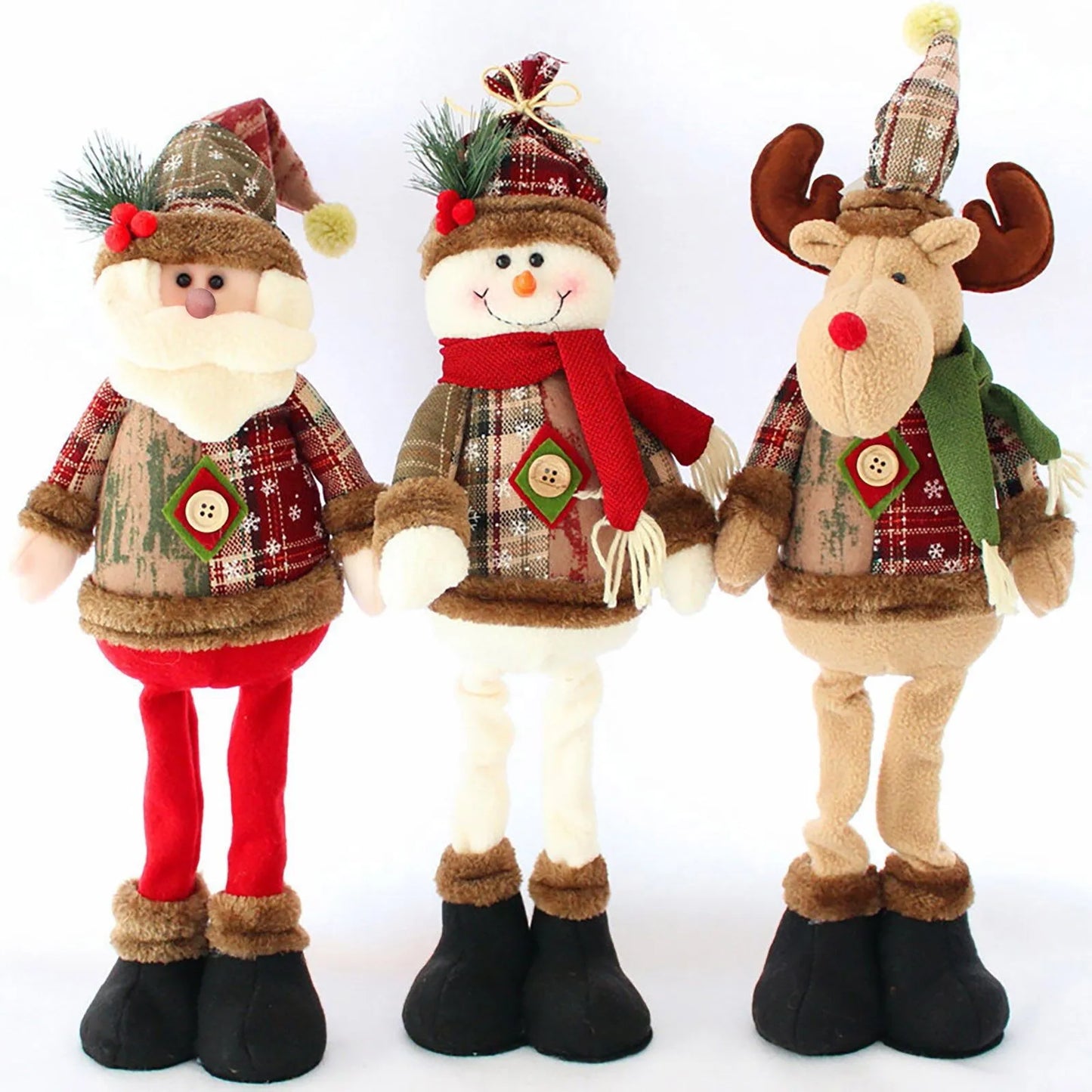 3PCS Christmas Decorative Christmas Dolls Reindeer Snowman Santa Claus