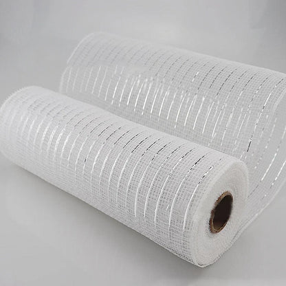 10Yard Christmas Red White Metallic Mesh Ribbon