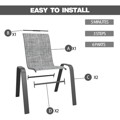 Patio Chairs Set of 6 Stackable Outdoor Dining Chairs
