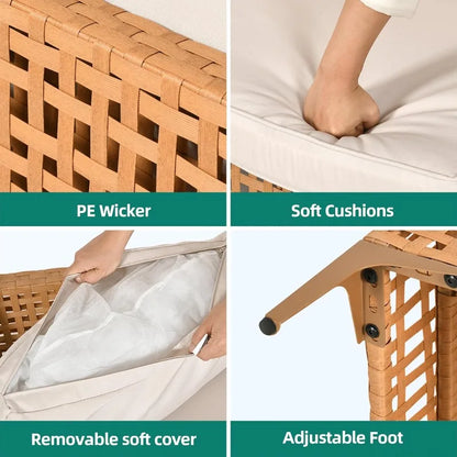 7-Piece Patio Furniture Set, All-Weather PE Wicker Patio Conversation Set