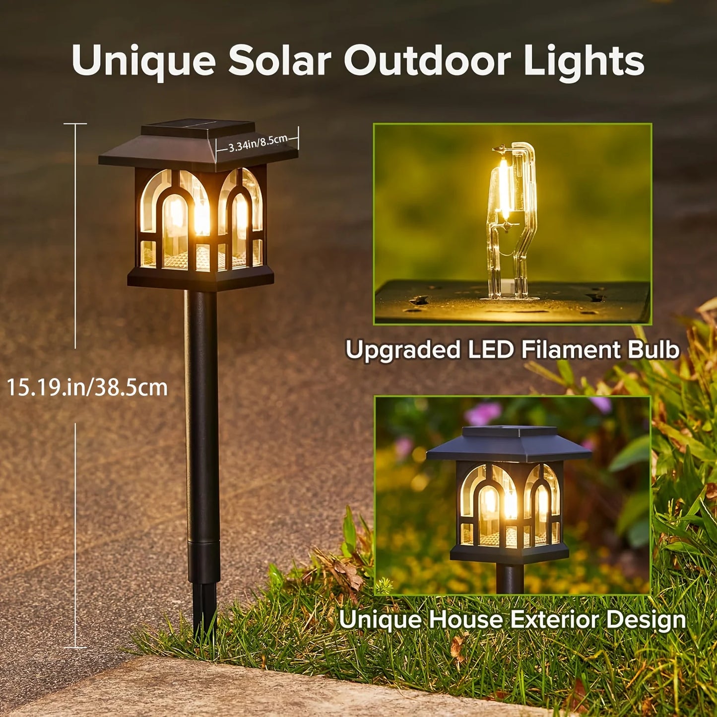 6/10 Pack Solar Pathway Lights Outdoor, Solar Landscape