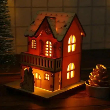 Christmas LED Light Wooden House Luminous Cabin