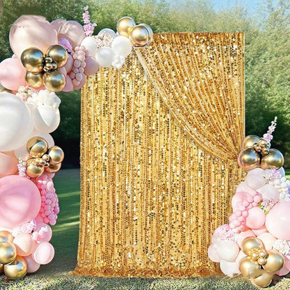 1Panel-4ftx8ft Gold Big Sequin Backdrop Curtains, Shimmer Payette Sequin Backdrop Curtain Panels for Wedding Party Christmas Dec