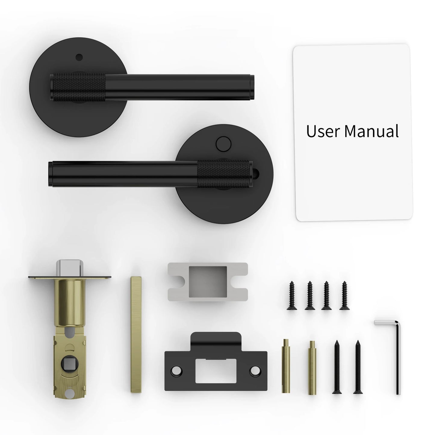 Privacy Door Handle Front Knurled Handle Lever Round Base