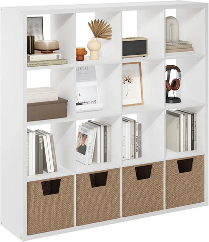 Cubicle Open Back Decorative Cube Storage Organizer, 16-Cube, White