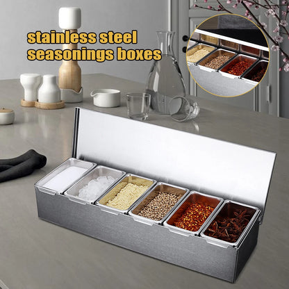Ingredient Container With 6 Grids Kitchen Spice Box
