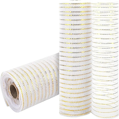 Golden Grid Ribbon Christmas Tree Decoration Mesh Tulle Roll