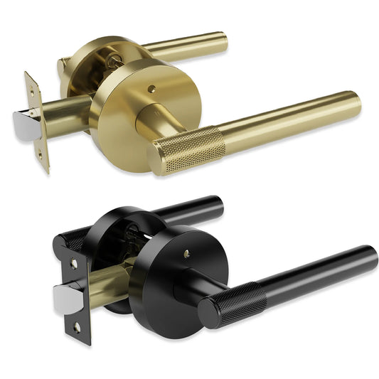 Privacy Door Handle Front Knurled Handle Lever Round Base