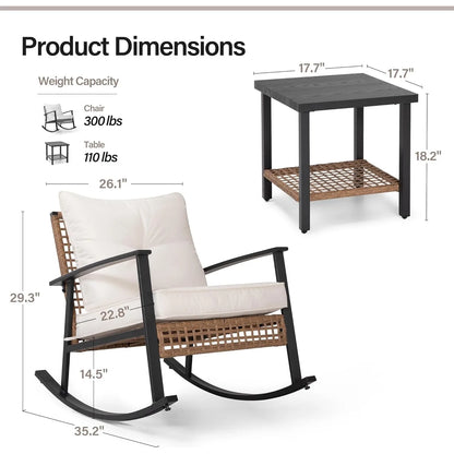 3 Pieces Rocking Bistro Set