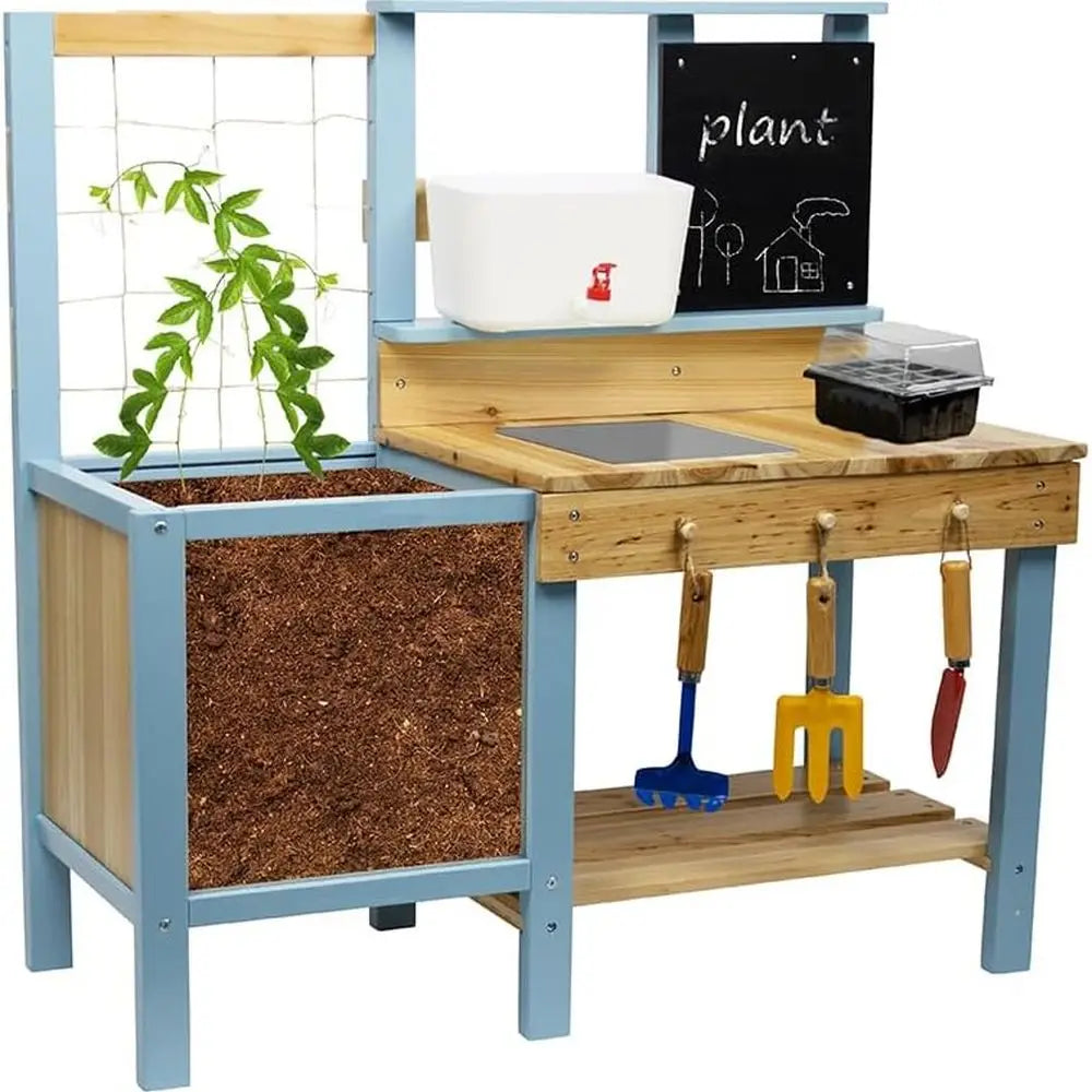 Kids Potting Bench for Outdoor, Fir Wood Gardening Station