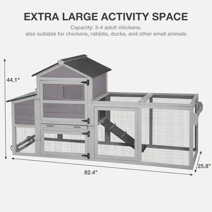 Chicken Coop for Outdoor with Wheels, Nesting Box