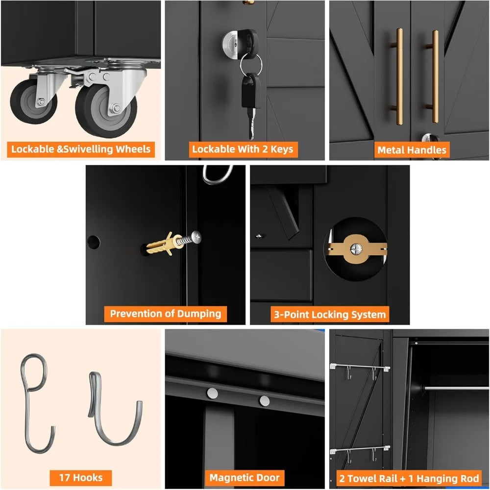 Garage Storage Cabinet with 4 Shelves, Pegboard