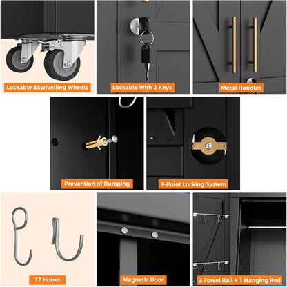 Garage Storage Cabinet with 4 Shelves, Pegboard