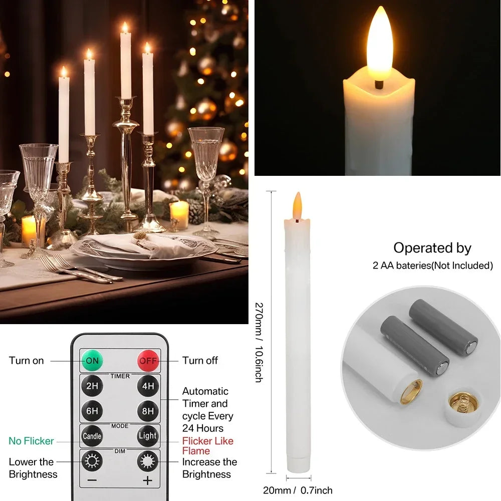 LED Flameless Taper Candles 6.5/11" Battery Operated