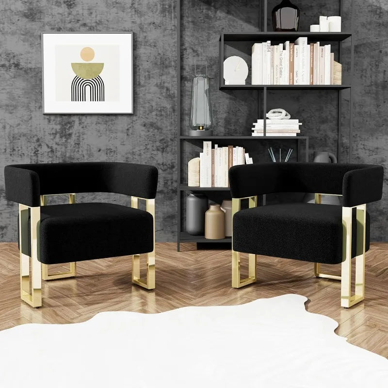 Modern Black and Gold Accent Chair Set of 2,