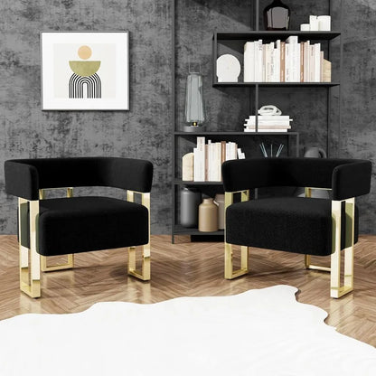 Modern Black and Gold Accent Chair Set of 2,