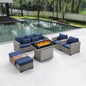 6-Piece Outdoor Patio Set with Fire Pit Table, 60000 BTU Propane Heater (Royal Blue)