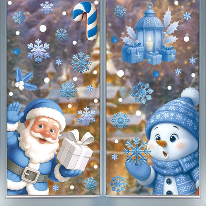 Window Stickers Cartoon Santa Snowmen Bells Static Glass
