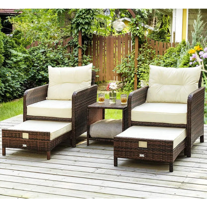 5 Pieces Patio Furniture Set, Rattan