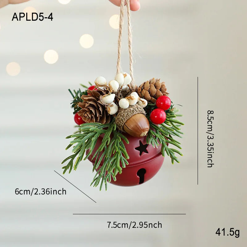 Christmas Bell Antlers Bow Pinecone Bell