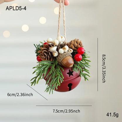 Christmas Bell Antlers Bow Pinecone Bell