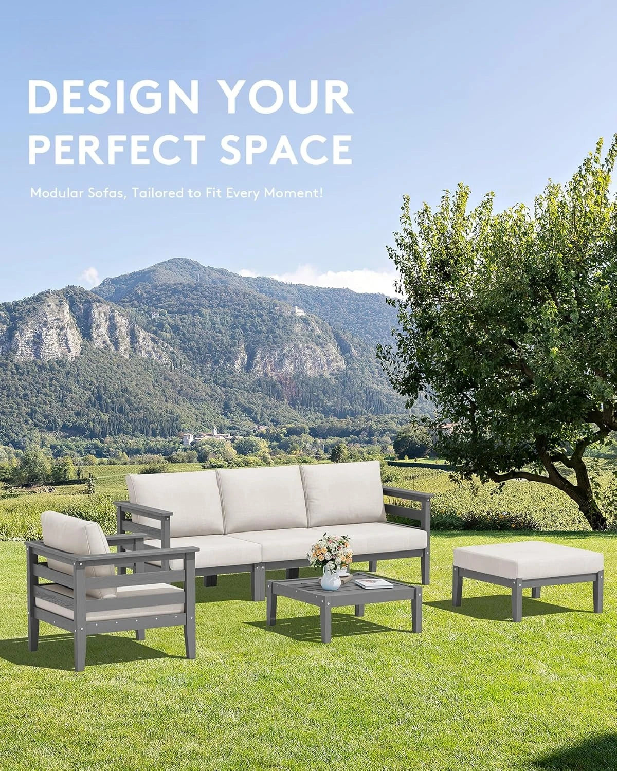 Patio Furniture Set, 6 Pieces Outdoor Sectional Sofa Set