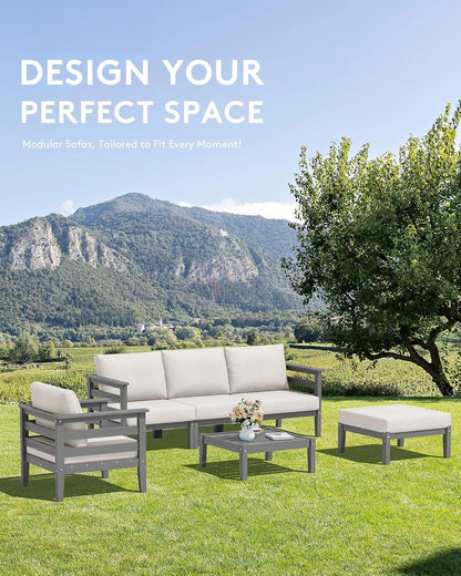 Patio Furniture Set, 6 Pieces Outdoor Sectional Sofa Set