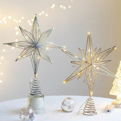 Christmas Tree Toppers Star With LED String Lights