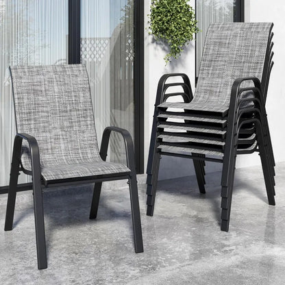 Patio Chairs Set of 6 Stackable Outdoor Dining Chairs