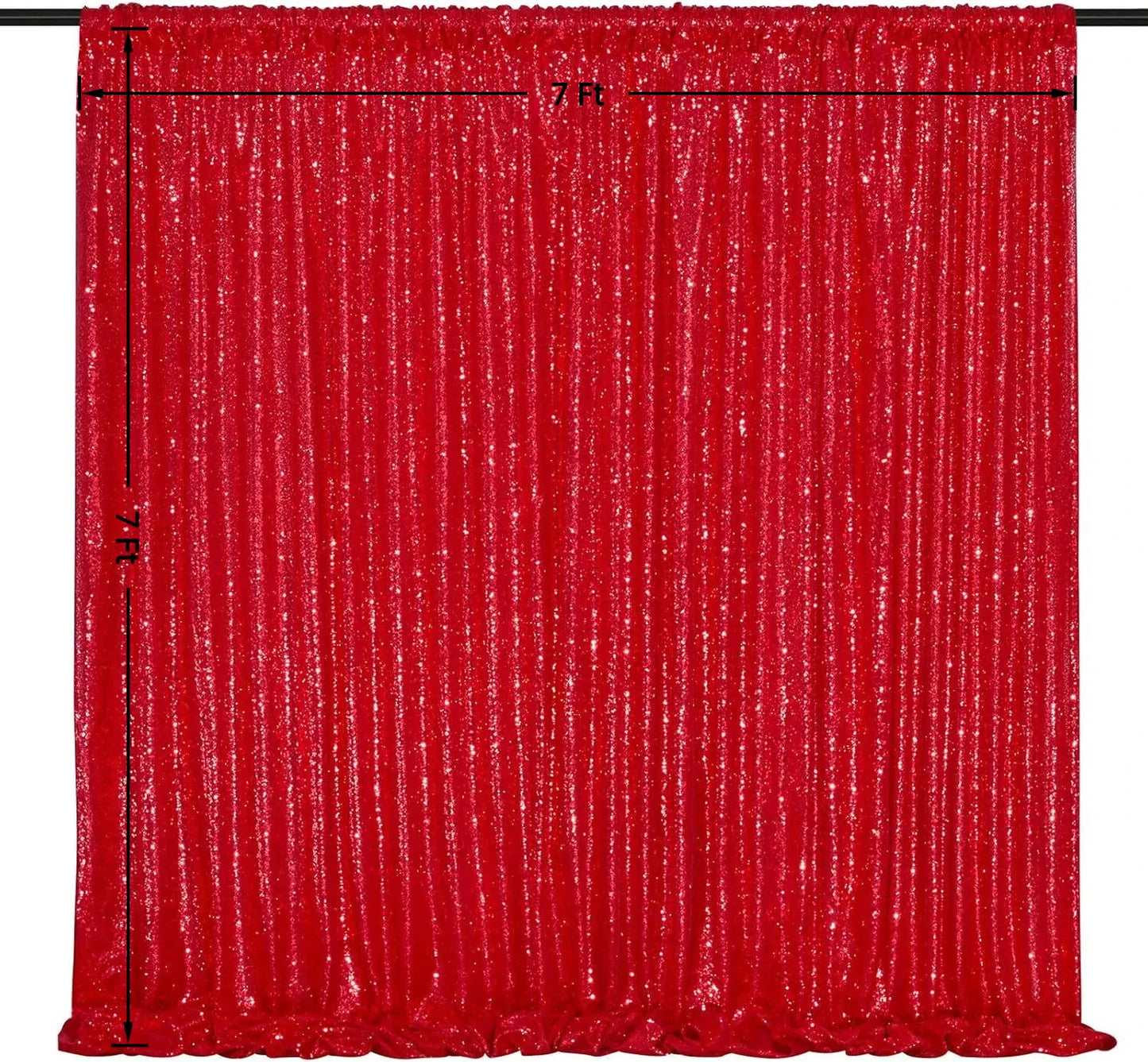 Red Sequin Backdrop Curtains 1Pcs 7ftx7ft Glitter Red Photo Backdrop Drapes Party Wedding Baby Shower Curtain Sparkle Photograph