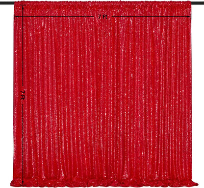 Red Sequin Backdrop Curtains 1Pcs 7ftx7ft Glitter Red Photo Backdrop Drapes Party Wedding Baby Shower Curtain Sparkle Photograph