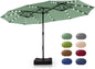 15 ft Rectangle Patio Umbrella with Solar Lights and Base Included
