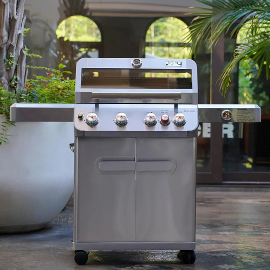 Stainless Steel 4 Burner Propane Gas Grill w/Side Burner 62,000 BTU