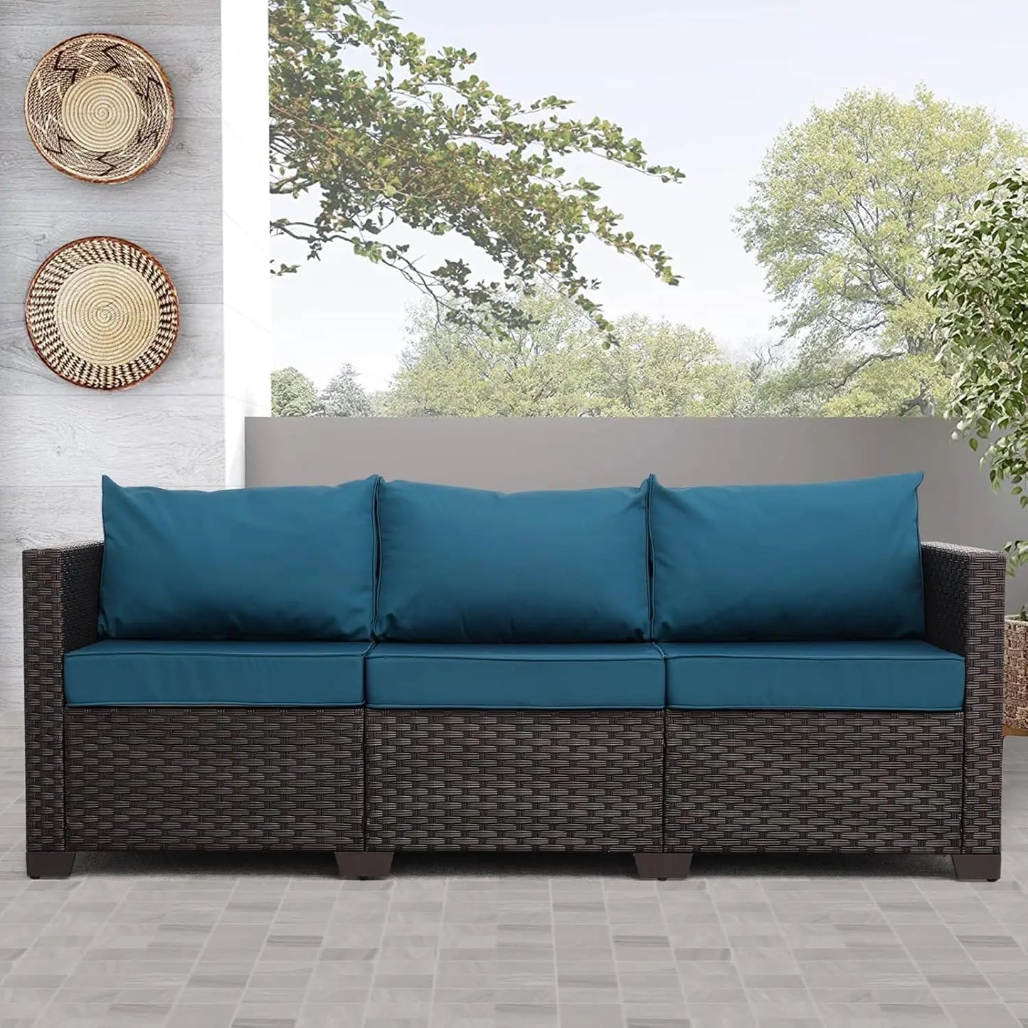 Patio Furniture 3-seat Sofa Wicker Outdoor Furniture