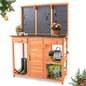 Wooden Garden Potting Bench with Metal Top, Drawer & Storage (Black, 44x20x63)