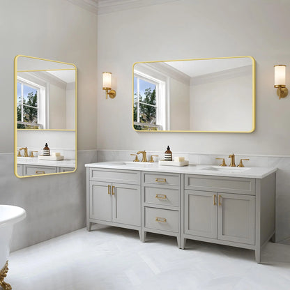Bathroom Mirror for Wall Metal Rounded Corner Rectangle Mirror
