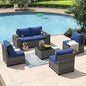 8 Piece Patio Furniture Set with 44” Fire Pit Table