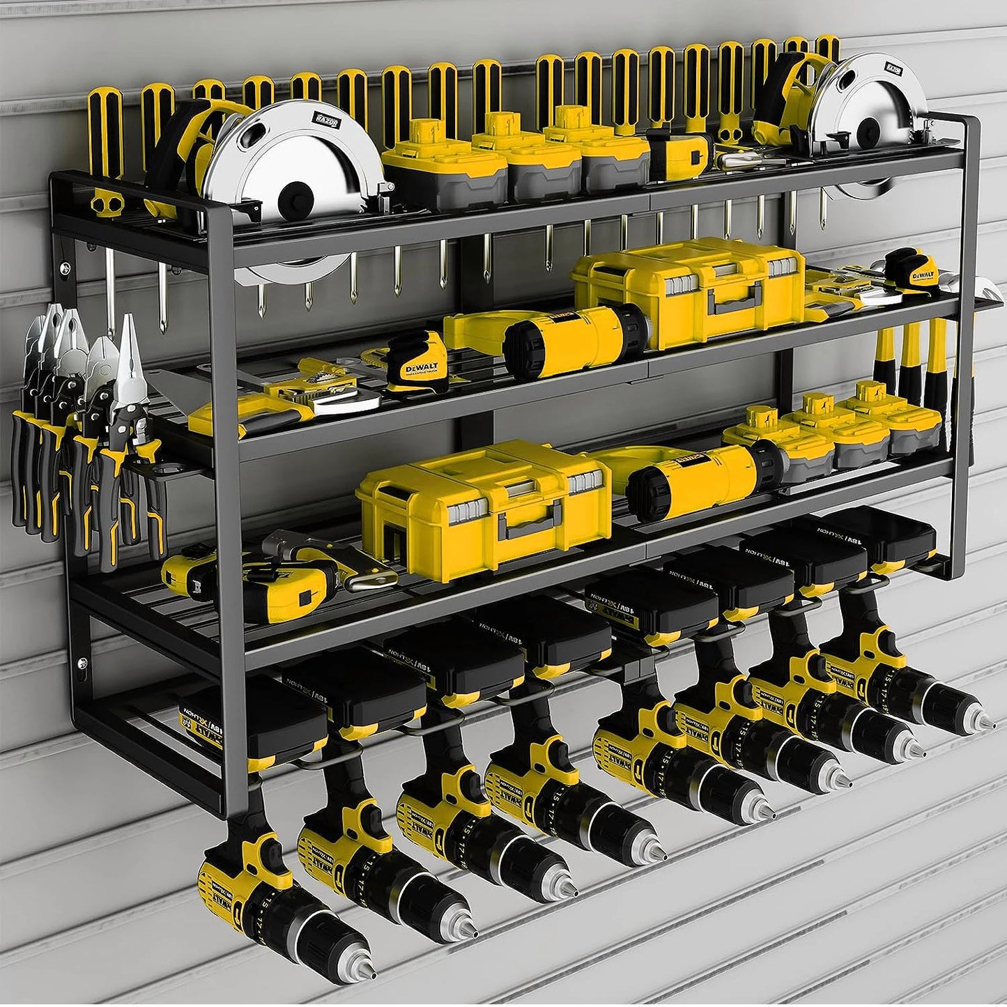 Power Tool Organizer-8 Drill Holder Wall Mount,4 Layer Heavy Duty