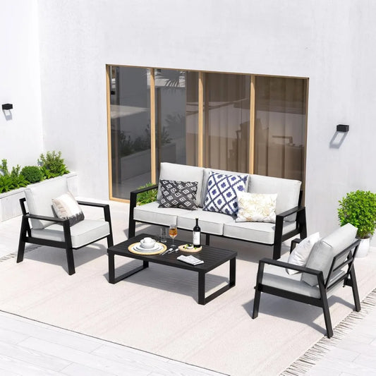 Outdoor Patio Set, 4 Piece Sectional  with Coffee Table