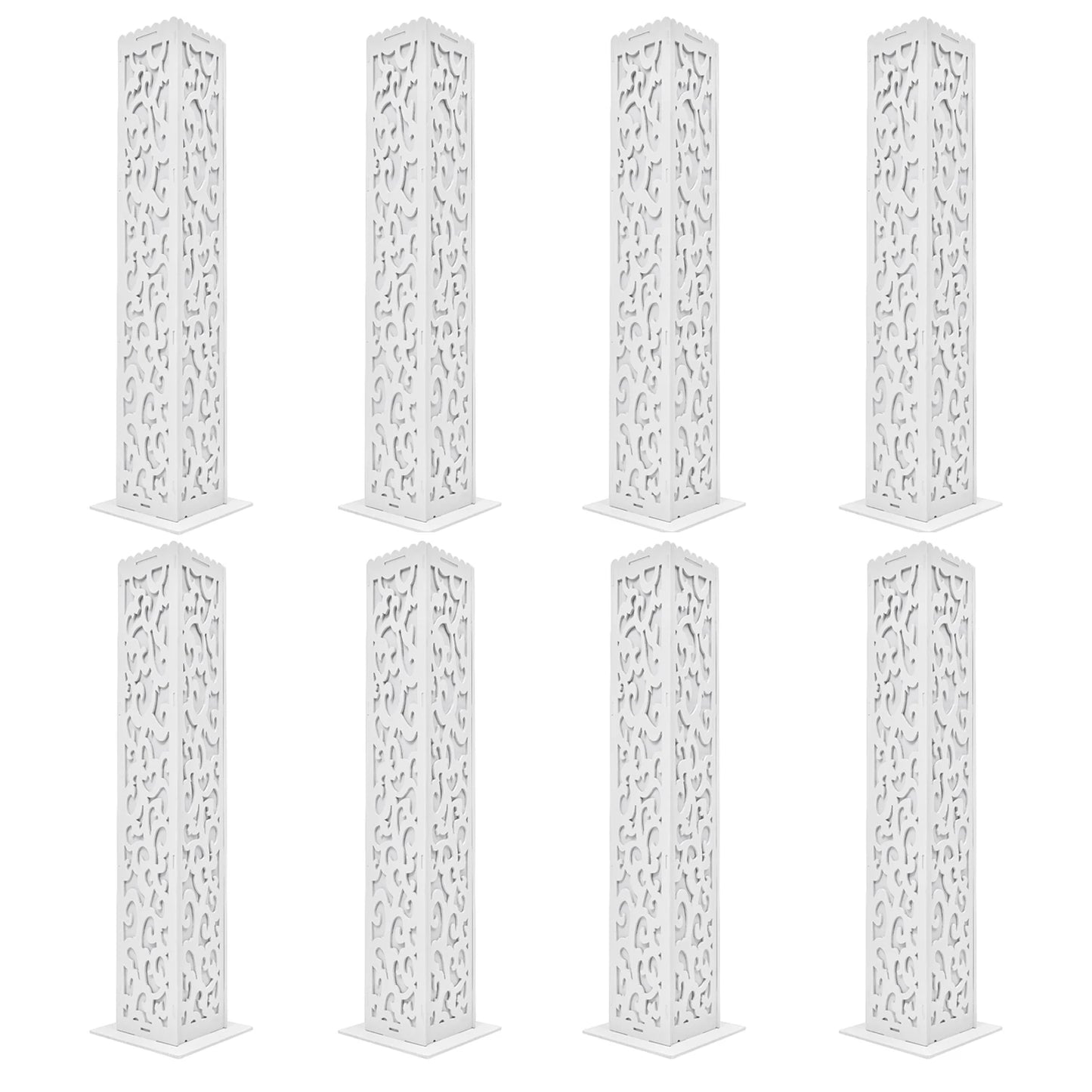 8-Piece Wedding Flower Columns PVC Hollow-Out Flower Satnd with LED Lights