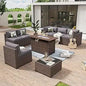 8 Piece Patio Furniture Set with 44” Fire Pit Table