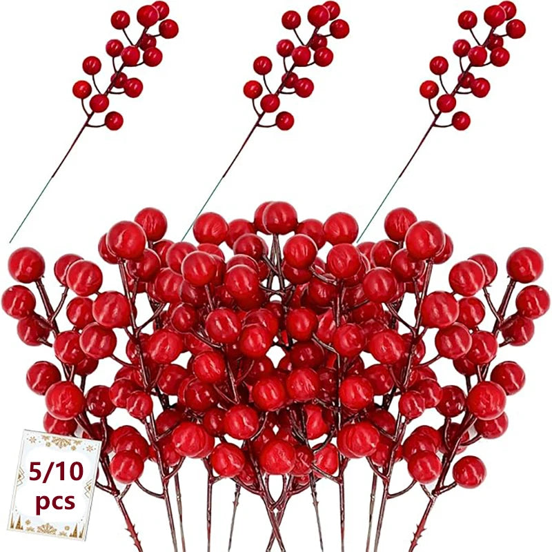 14 Heads Christmas Decoration Artificial Red Berries Bouquets