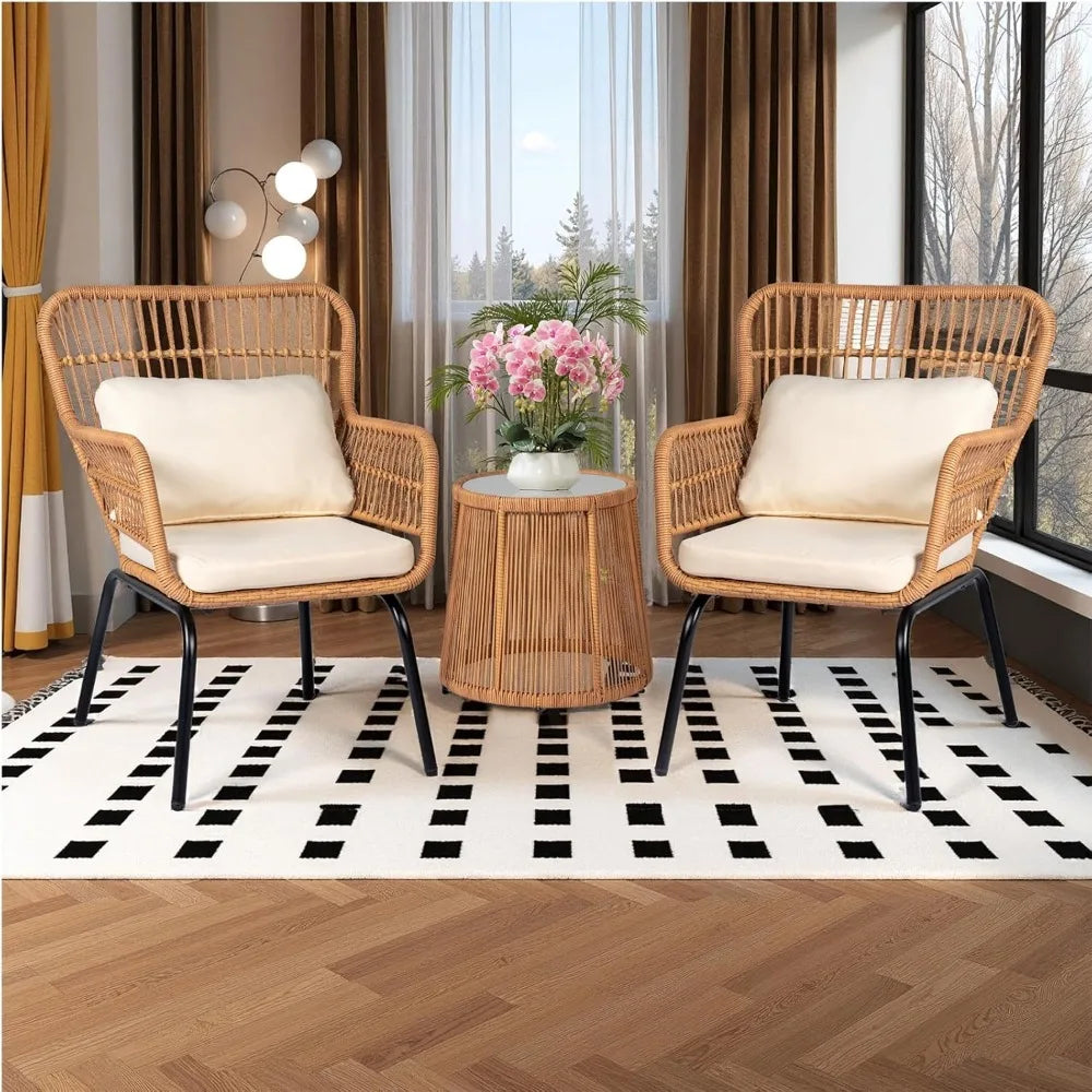 3 Piece Outdoor Wicker Bistro Set