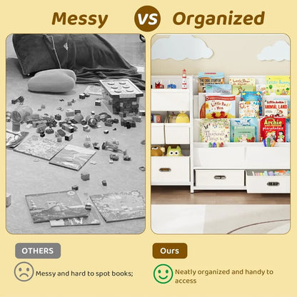 3 Tier Kids Bookshelf and Toy Storage Organizer