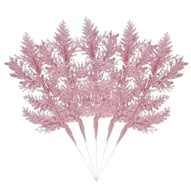 Artificial Pine Leaves Branches Christmas Gold Silver Plant