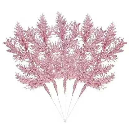 Artificial Pine Leaves Branches Christmas Gold Silver Plant