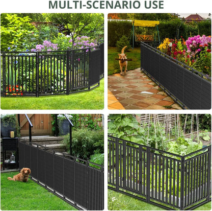 NEW Decorative Garden Fence Metal  36ft (L) × 40in (H), 14 Panels + 2 Gates,Black-Silver