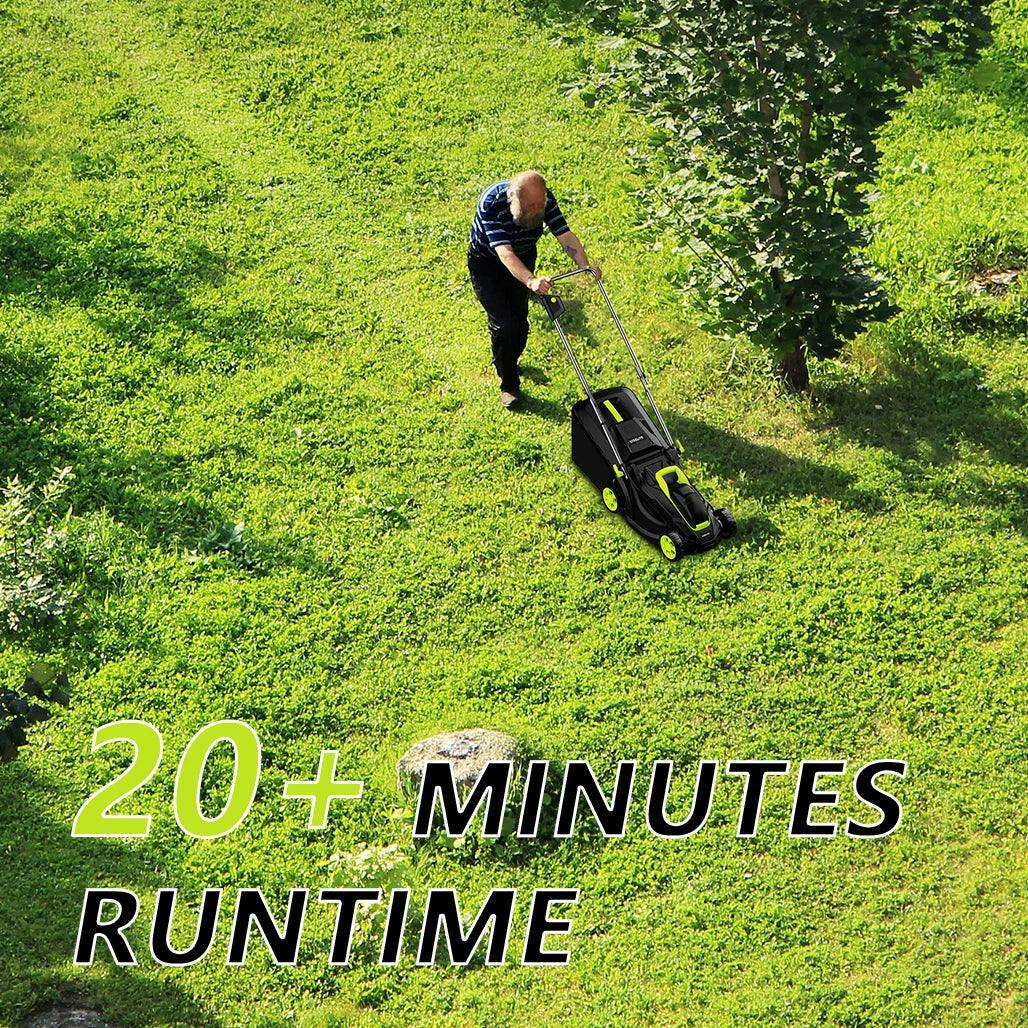 13" Electric Lawn Mower, 2-in-1 Lightweight Cordless Lawn Mower  with 21V 4.0Ah Battery and Charger