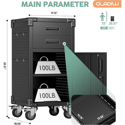 Garage Storage Cabinet, Metal with 1 Locking Door and 2 Drawers